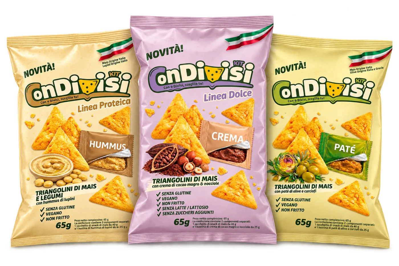 I tre kit ConDivisi: Dolce, Proteico e Salato